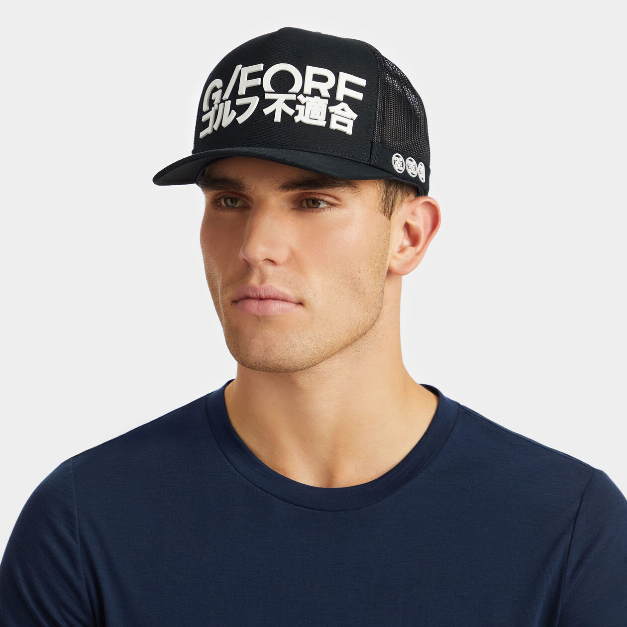G FORE J4 Cotton Twill Tall Trucker Hat Color Black