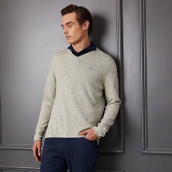 CONTRAST V NECK SLIM FIT CASHMERE SWEATER