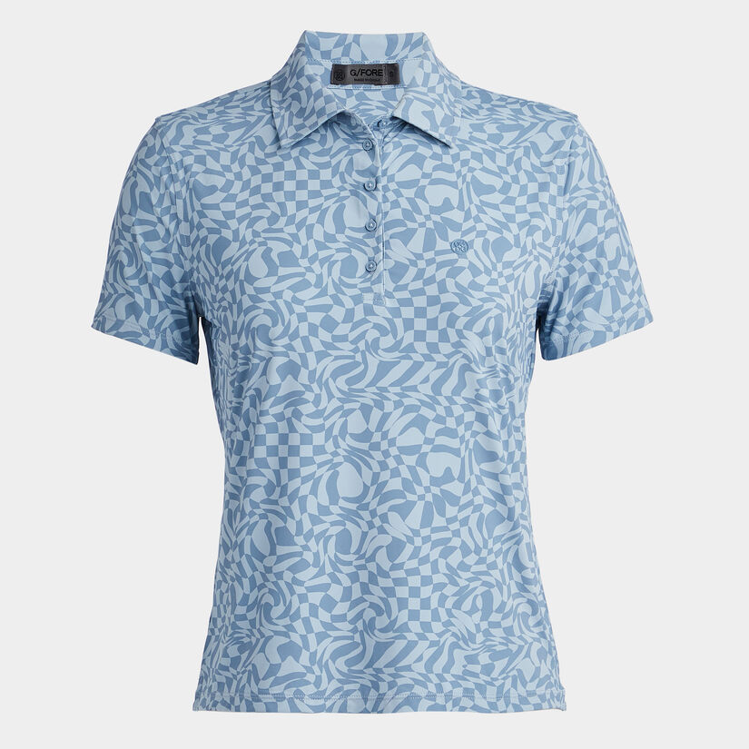 DISTORTED CHECK SILKY TECH NYLON POLO image number 1
