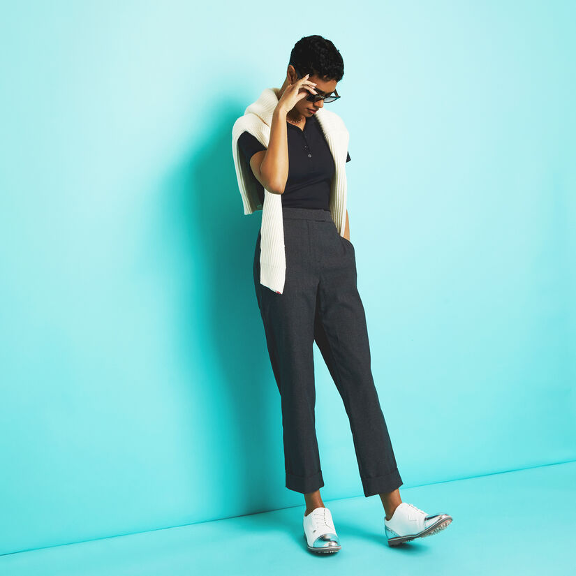 CUFFED GLEN PLAID STRETCH TROUSER image number 2