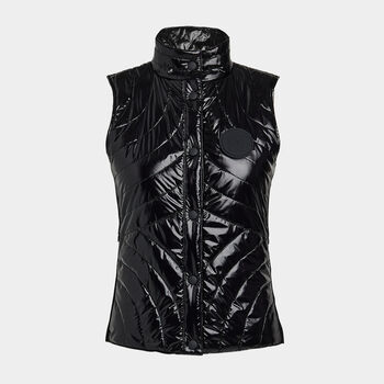 QUILTED NYLON COATED MERINO WOOL-LINED SNAP VEST
