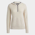 WAFFLE STITCH MERINO WOOL HOODED QUARTER ZIP SWEATER image number 1