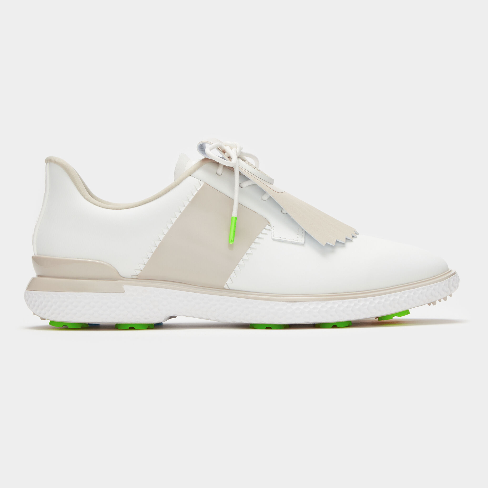 G FORE Women s Gallivan2r Side Stripe Kiltie Golf Shoe Color White Brown Size 5.5