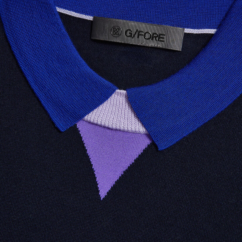 MERINO WOOL LAYERED SHORT SLEEVE SWEATER POLO image number 5