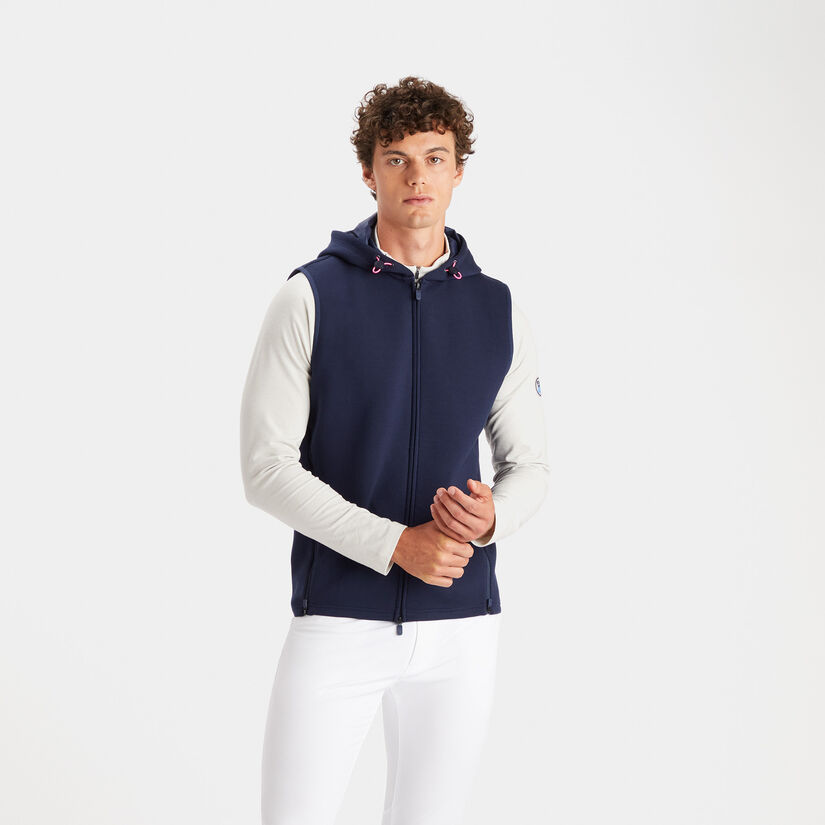 DOUBLE KNIT SPACER JERSEY HOODED SLIM FIT FULL ZIP VEST image number 3