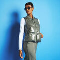 CIRCLE G'S COATED NYLON QUILTED PUFFER VEST image number 2