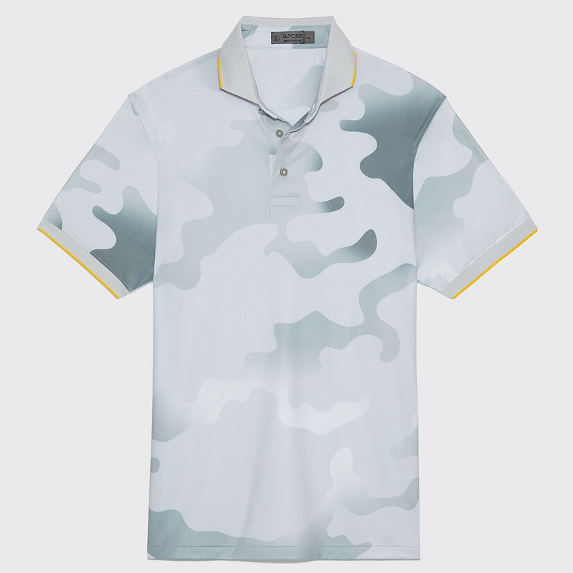 CAMO MODERN SPREAD RIB COLLAR TECH JERSEY SLIM FIT POLO image number 1