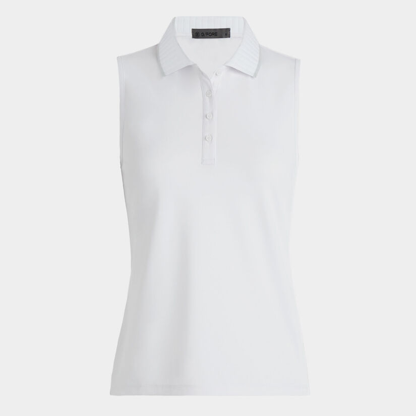 White sleeveless polo shirt for ladies best sale