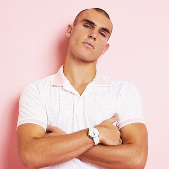 STAR DUST BANDED SLEEVE TECH JERSEY POLO