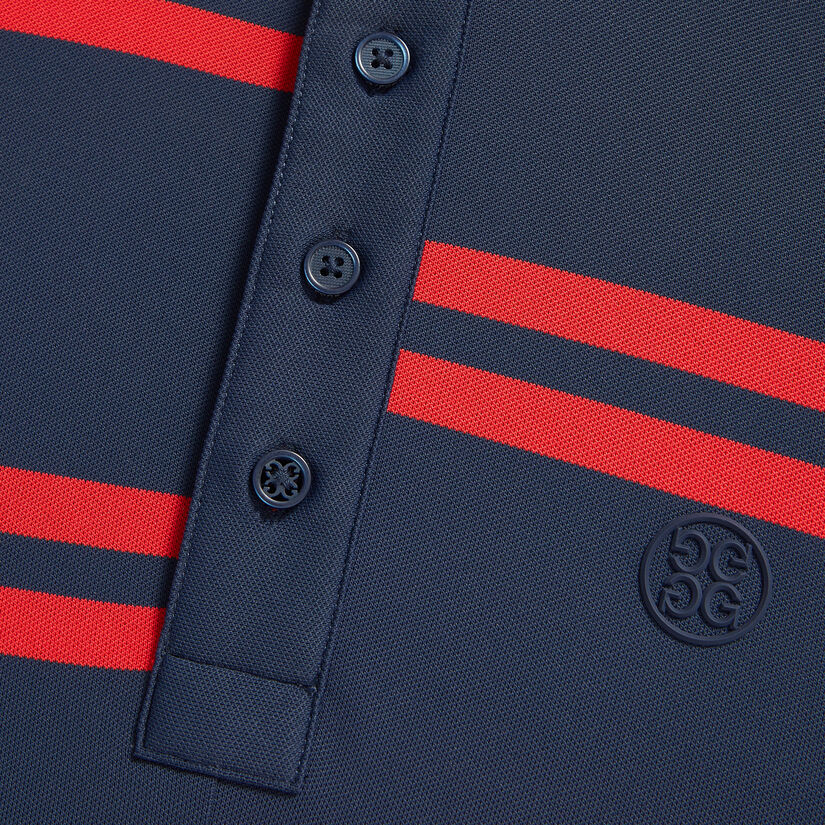 OFFSET STRIPE MODERN SPREAD COLLAR TECH PIQUÉ SLIM FIT POLO image number 6