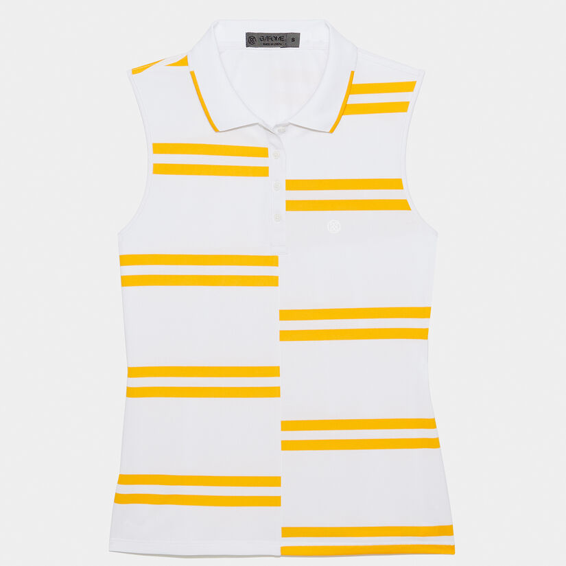 OFFSET STRIPE TECH PIQUÉ SLEEVELESS POLO image number 1