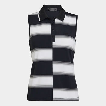 OFFSET GRADIENT STRIPE NYLON SLEEVELESS POLO