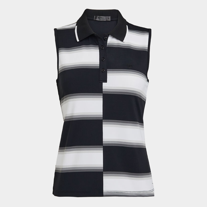 OFFSET GRADIENT STRIPE NYLON SLEEVELESS POLO image number 1