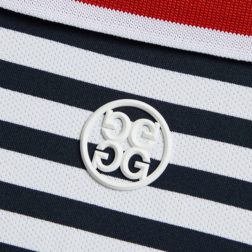 PERFORATED STRIPE RIB COLLAR TECH JERSEY SLIM FIT POLO image number 6