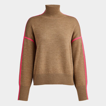 MERINO WOOL CONTRAST STRIPE TURTLENECK SWEATER