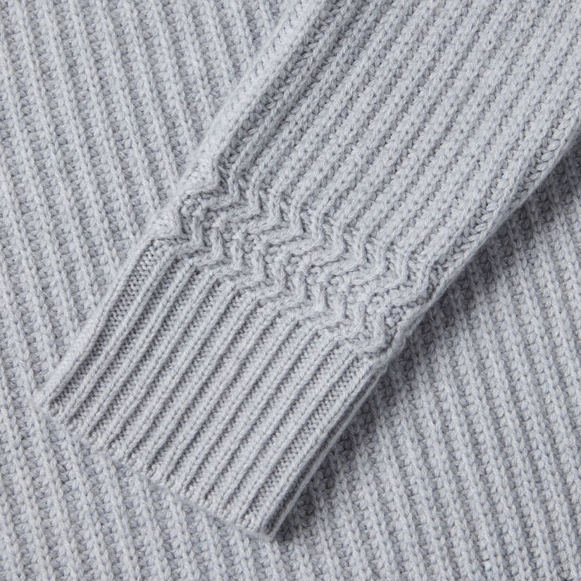 CASHMERE SIDE ZIP RIBBED CREWNECK SWEATER image number 6