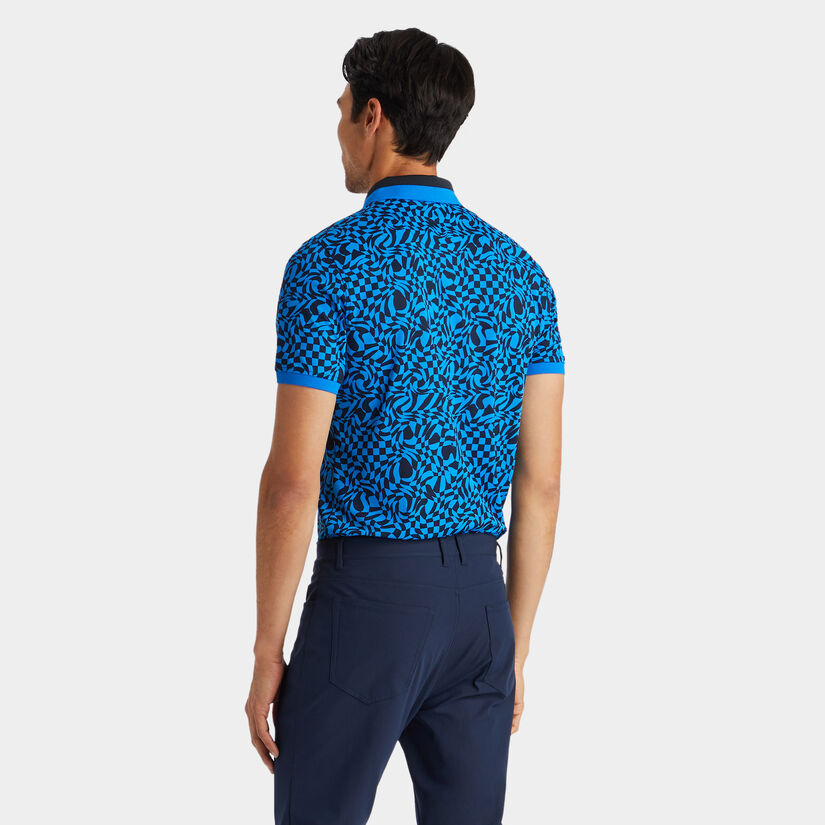 MINI DISTORTED CHECK BANDED SLEEVE TECH PIQUÉ POLO image number 5