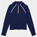 STRETCH WARP KNIT CROPPED QUARTER ZIP HOODED PULLOVER image number 1