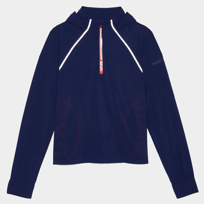 STRETCH WARP KNIT CROPPED QUARTER ZIP HOODED PULLOVER image number 1