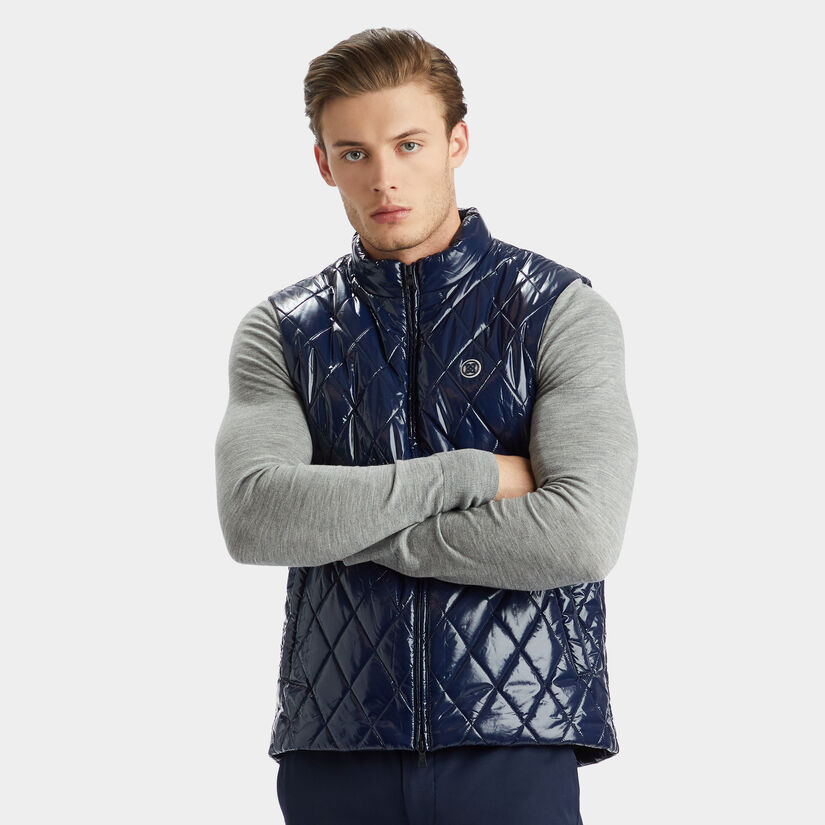 QUILTED POLISHED NYLON WOOL LINED SLIM FIT PUFFER VEST image number 3