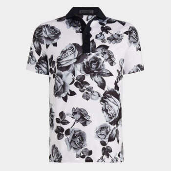 PHOTO FLORAL TECH JERSEY MODERN SPREAD COLLAR POLO