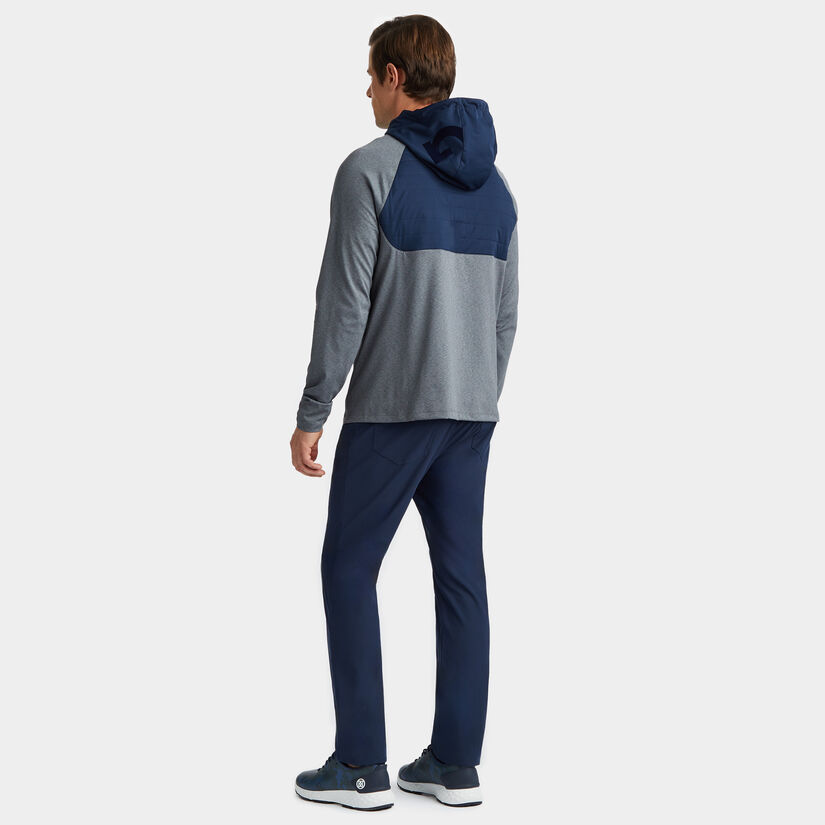 HOODED TECH INTERLOCK QUARTER ZIP PULLOVER image number 4