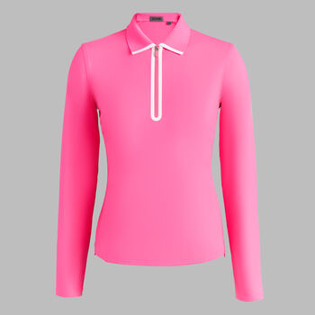 SILKY TECH NYLON LONG SLEEVE ZIP POLO