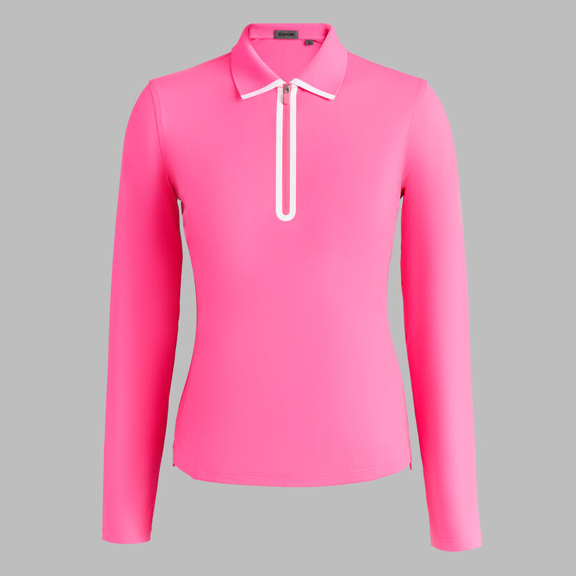 SILKY TECH NYLON LONG SLEEVE ZIP POLO image number 1