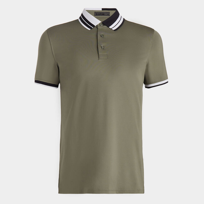 CONTRAST STRIPED COLLAR TECH JERSEY BANDED SLEEVE POLO image number 1