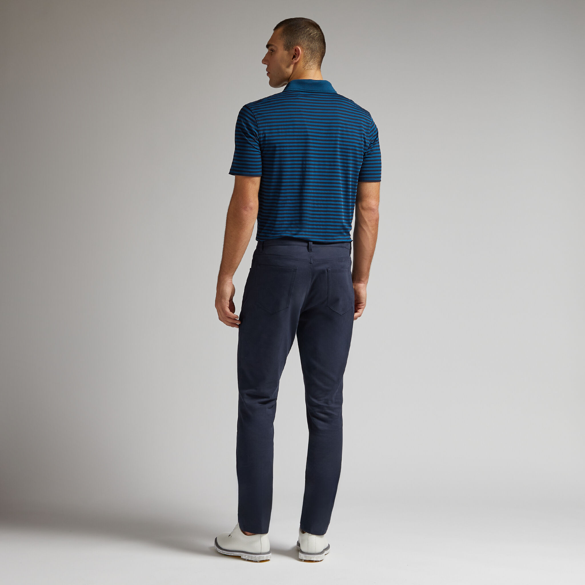 PERFORATED STRIPE TECH JERSEY POLO | MEN'S POLO SHIRTS | G/FORE