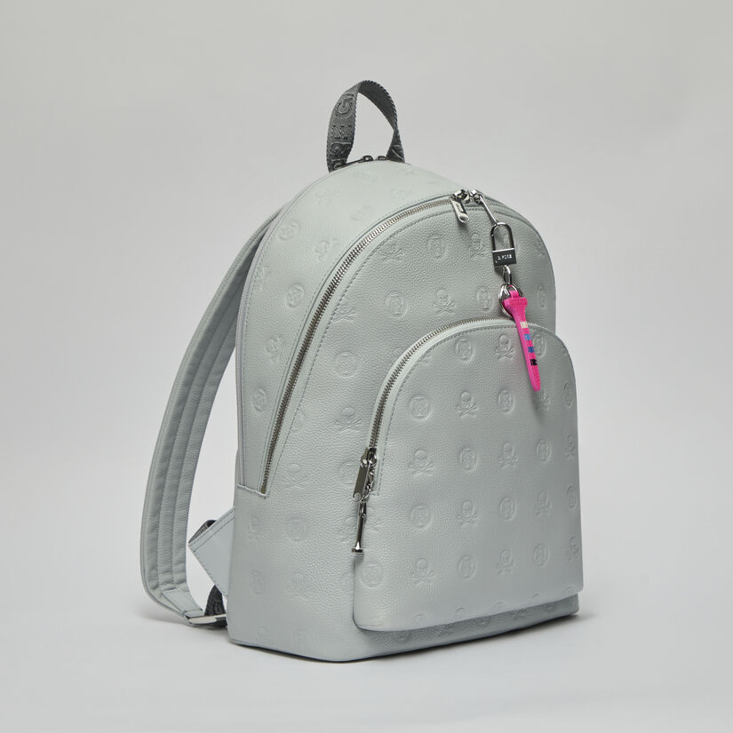 EMBOSSED SKULL & TEES LEATHER BACKPACK image number 2