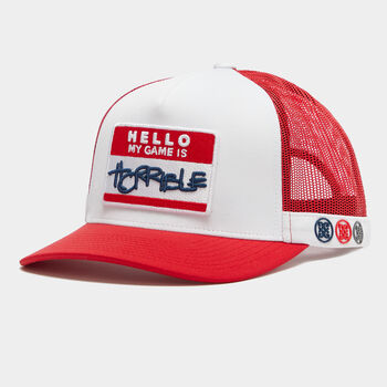 HELLO INTERLOCK KNIT TRUCKER HAT