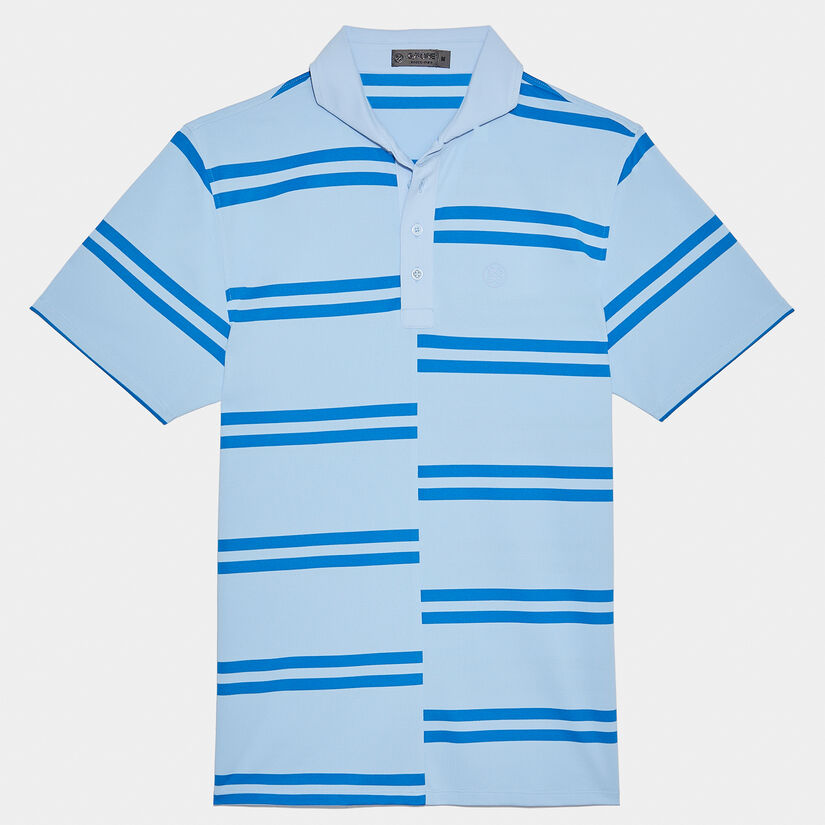OFFSET STRIPE MODERN SPREAD COLLAR TECH PIQUÉ SLIM FIT POLO image number 1