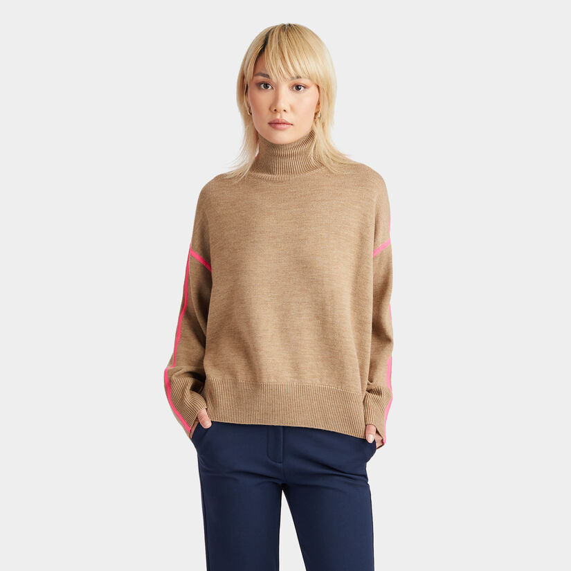 MERINO WOOL CONTRAST STRIPE TURTLENECK SWEATER image number 3