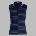 OFFSET STRIPE TECH PIQU&Eacute; SLEEVELESS POLO image number 1