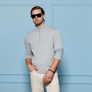 COOLING COTTON 1/4 ZIP SWEATER