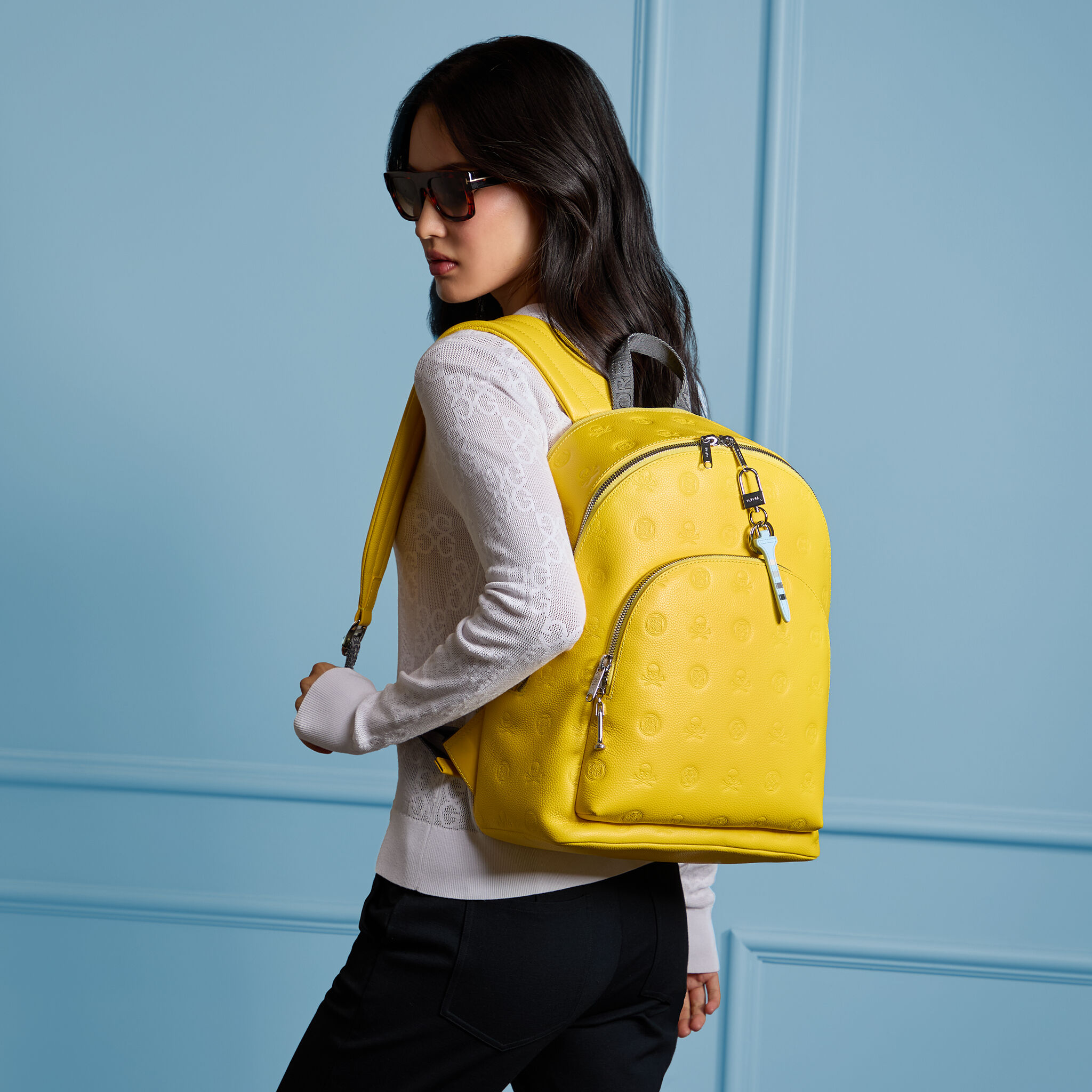 EMBOSSED SKULL & TEES LEATHER BACKPACK | ACCESSORIES FOR MEN