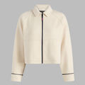 COZY DOUBLE KNIT CROPPED COLLARED JACKET image number 1