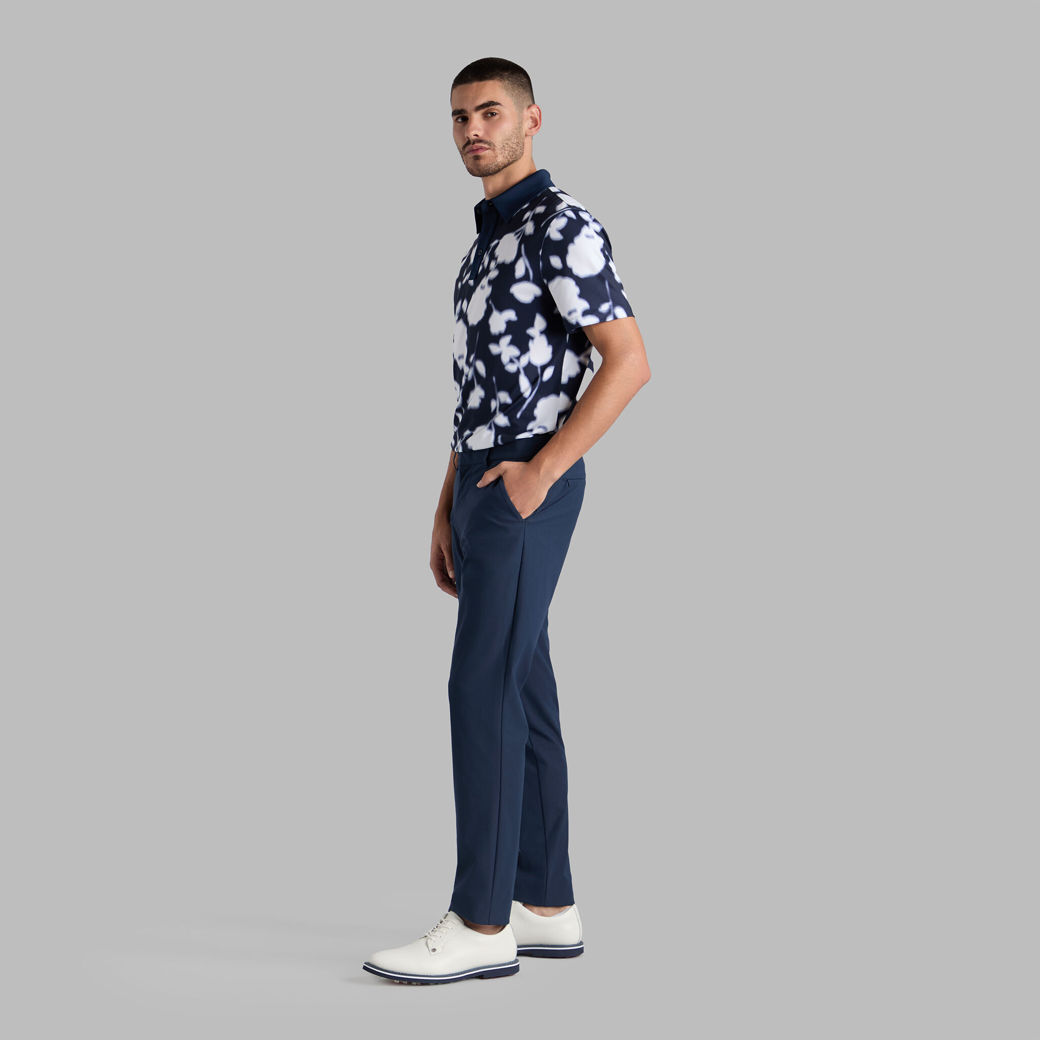 BLUR FLORAL TECH JERSEY POLO