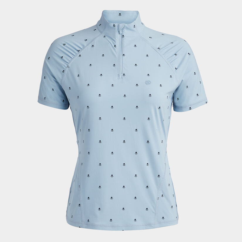 SKULL & T'S SILKY TECH NYLON SHORT SLEEVE QUARTER ZIP PULLOVER image number 1