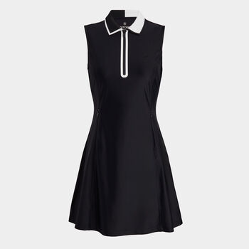 CONTRAST COLLAR TECH NYLON QUARTER ZIP DRESS