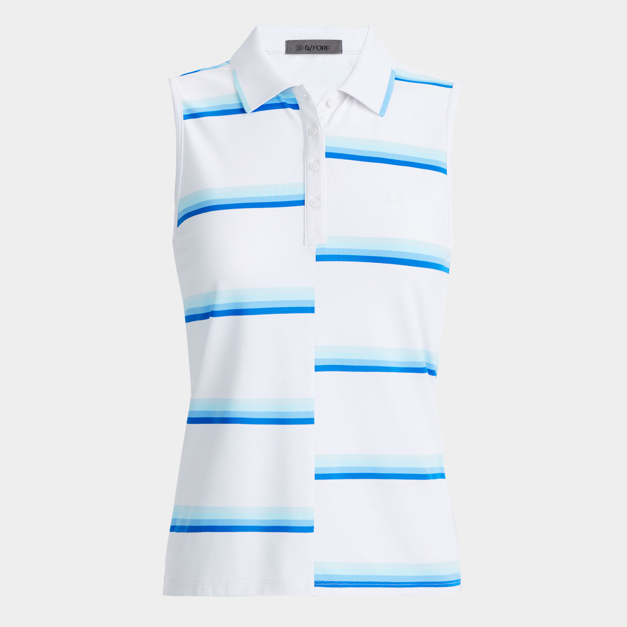 OFFSET STRIPE TECH PIQUE SLEEVELESS POLO WOMEN S POLO SHIRTS G FORE