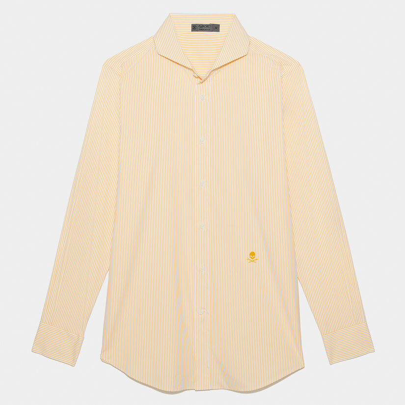 CLASSIC STRIPE MODERN SPREAD COLLAR NYLON WOVEN SLIM FIT SHIRT image number 1