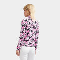 PHOTO FLORAL SILKY TECH NYLON RUCHED QUARTER ZIP PULLOVER image number 5