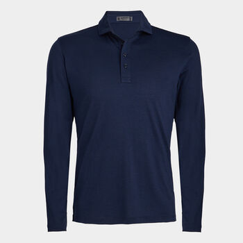 TECHNICAL PERFORMANCE FINE WOOL MODERN SPREAD COLLAR LONG SLEEVE POLO