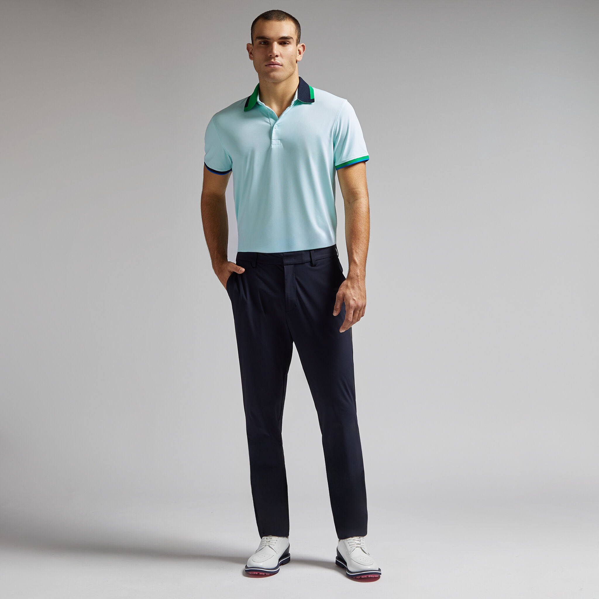 SILKY PIQUÉ CONTRAST BANDED SLEEVE POLO | MEN'S POLO SHIRTS | G/FORE