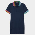 PLEATED CONTRAST COLLAR PIQUÉ POLO DRESS image number 1