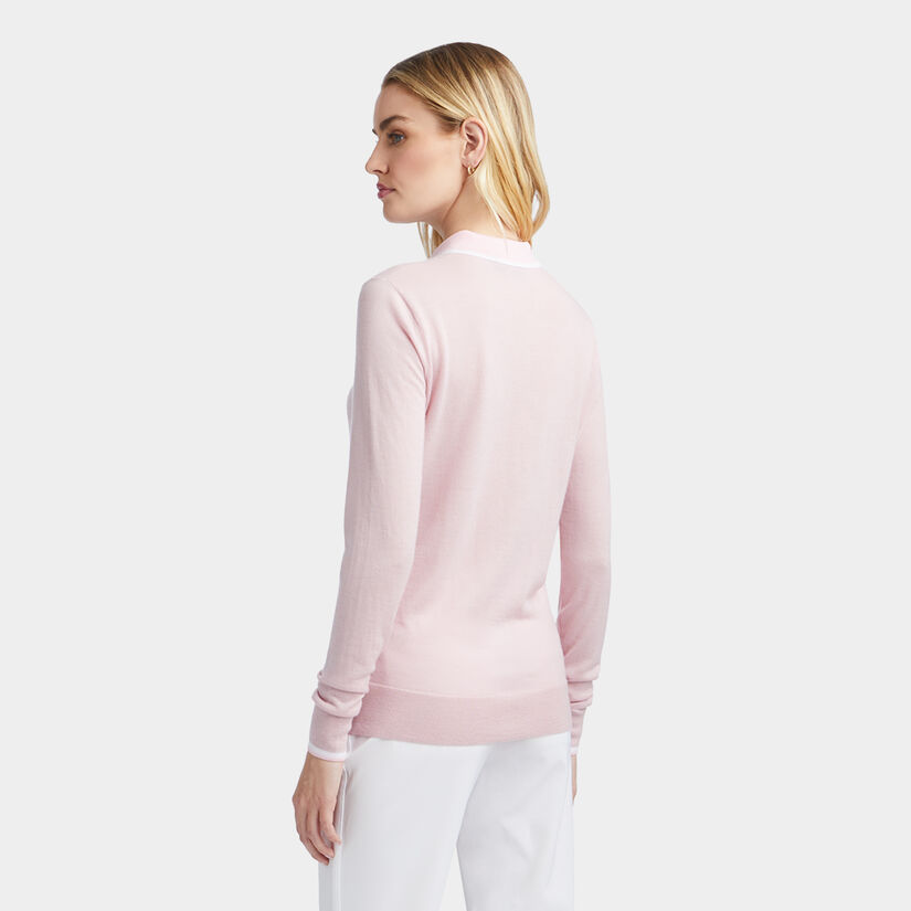 LAYERED MERINO WOOL POLO SWEATER image number 5