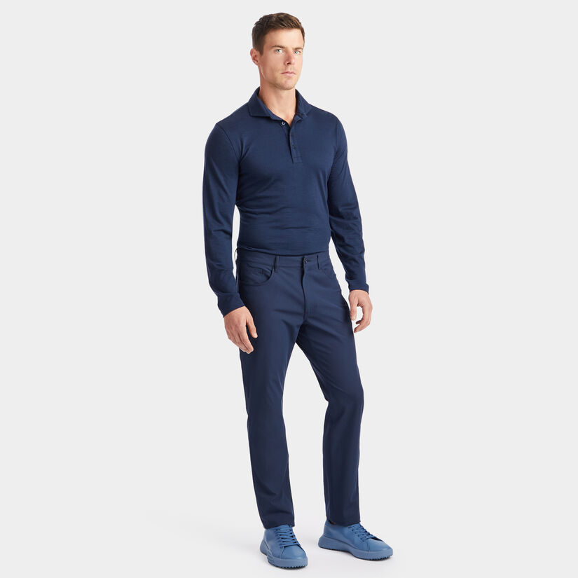 TECHNICAL PERFORMANCE FINE WOOL MODERN SPREAD COLLAR LONG SLEEVE POLO image number 4