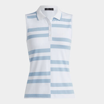 OFFSET STRIPE TECH PIQUÉ SLEEVELESS POLO